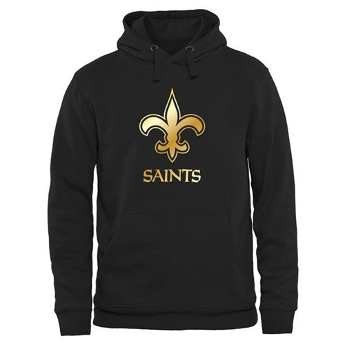 Men's New Orleans Saints Pro Line Black Gold Collection Pullover Hoodie - Click Image to Close